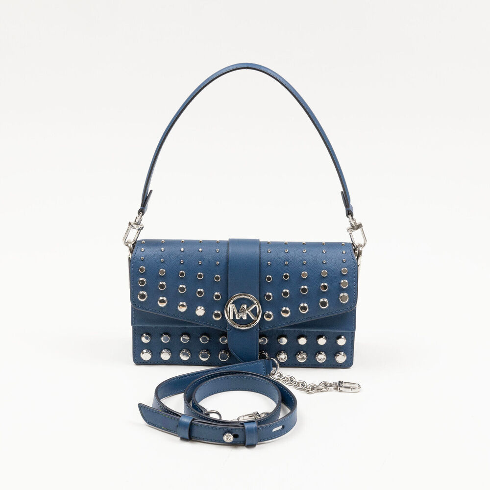 Michael Michael Kors Greenwich Leather Shoulder Bag Blue 5032